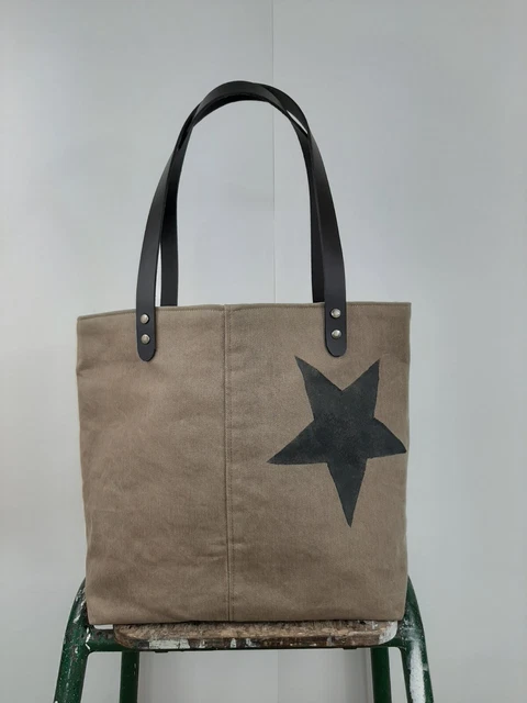 Sac cabas toile et cuir Banon. Sac cabas réversible unique original