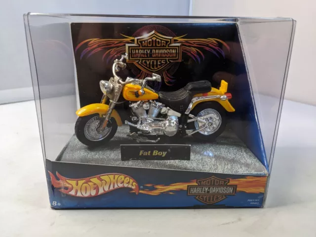 NEW 2001 Harley Davidson Hot Wheels Fat Boy 1:18 Scale Die-Cast Motorcycle NIB