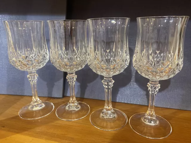 Set Of 4Cristal Darques Durand Clear Longchamp Crystal Wine Glasses 5Oz C17