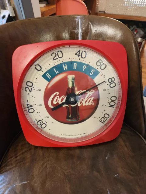 Vintage Coca-Cola w/Bottle Thermometer 1994 Original Indoor/Outdoor 12"