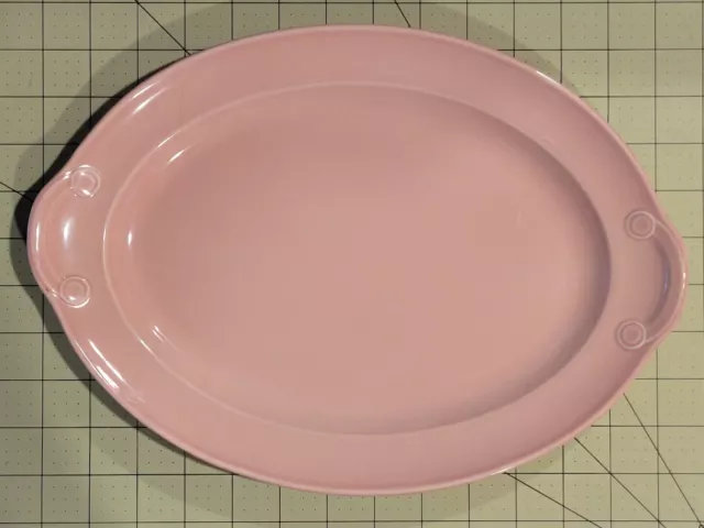 Estate Vintage 1940'S TS&T Lu-Ray Pastels Pink Oval Serving Platter USA 13" LFHW