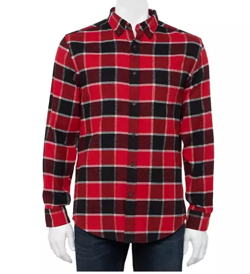 Croft and Barrow Flannel Shirt Men XL Extra Soft Cotton Buffalo Plaid Red 610