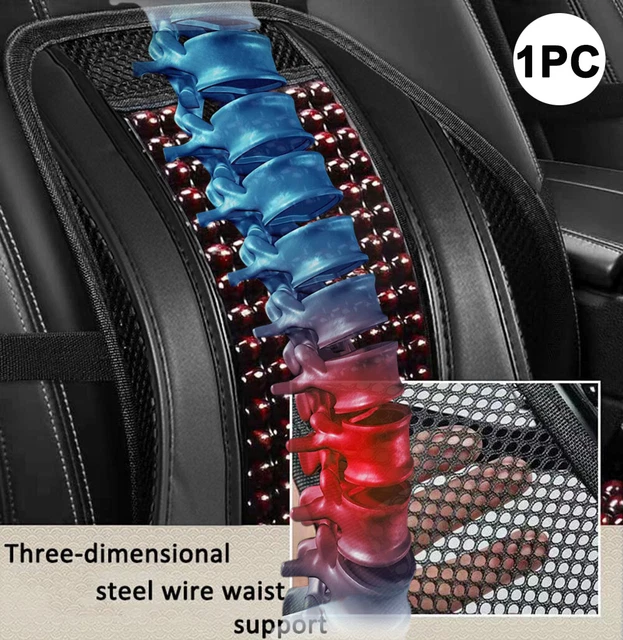 Lumbar Support Pillow With Wooden Bead Provide Massage for Office Chair Car Seat