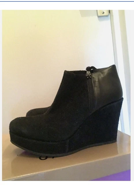 Bottines Femme Taille 40 En Cuir Daim Cognac - Grands Boulevards - Bottillon Talon Moyen - Occasion