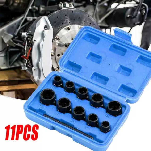 11Pcs Damaged Nut Bolt Remover Stud Extractor Removal Locking Socket Set Impact