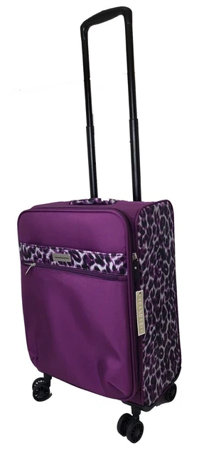 Samantha Brown 22" Spinner with Satchel 2-piece Set Purple Leopard NWT 2