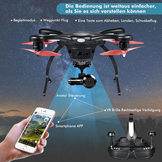 EHANG GHOST DRONE Drohne, 2.0 VR Brille, 4K Kamera NEU&unbenutzt