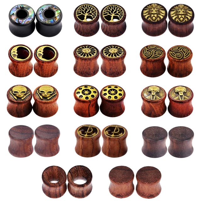 Pair Organic Wood Ear Gauges Plugs Flesh Tunnels Double Flared Expander 6mm-30mm