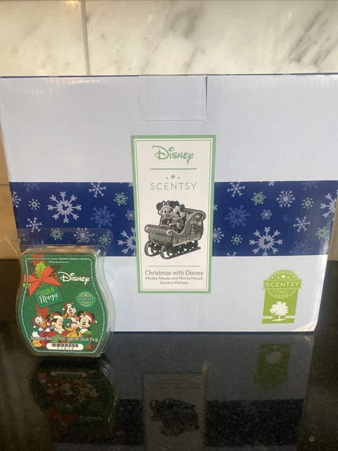 NIB Christmas Disney: Mickey Minnie Mouse Sled Scentsy Warmer + Season Magic Bar