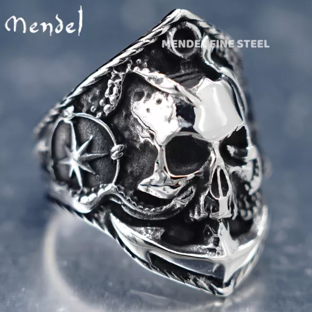 MENDEL Mens Stainless Steel Gothic Biker North Star Skull Octopus Ring Size 7-15