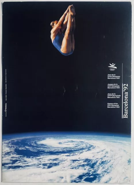 Original  Barcelona ‘92 Olympic Games NASA swimming diving athlete sport poster