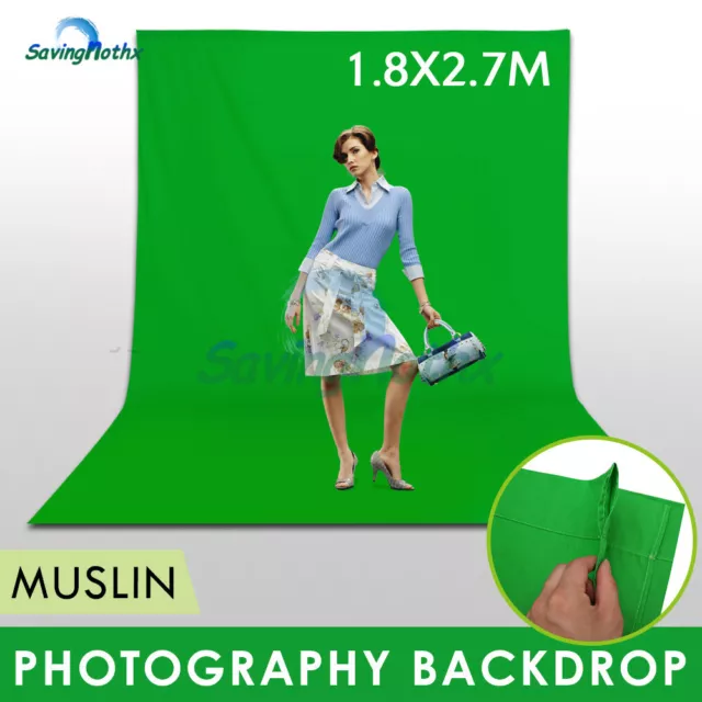 1.8X2.7M Green Screen Collapsible Photo Background Studio Cotton Muslin Backdrop