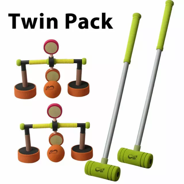 New 2 Player Croquet Set Wooden Mallet Kids Summer Fun Outdoor Garden Game