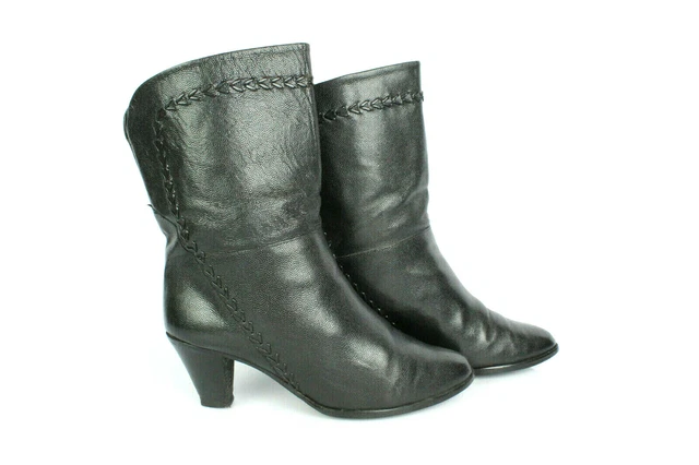 Bottines SALAMANDER VINTAGE Cuir Noir T 39 / UK 5.5 TRES BON ETAT MADE IN ITALY