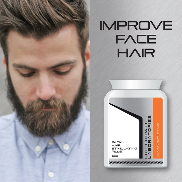 PROGROWTH MEN BEARD Growth Pills Facial Hair Grow Thick Bushy Beard £