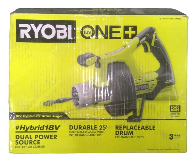 USED RYOBI P4002 18v Hybrid 25' Drain Auger (TOOL ONLY) READ 42.