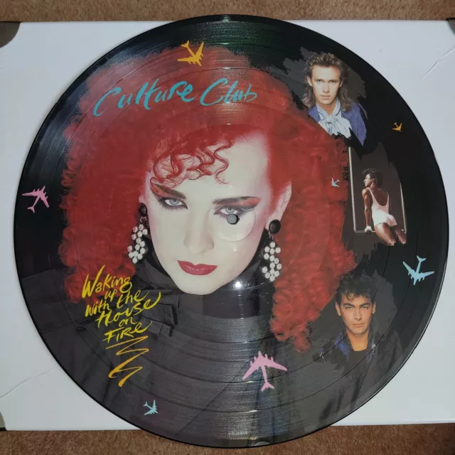 Culture club Waking up with the house on fire PICTURE DISC  LP UK + lyric sheet