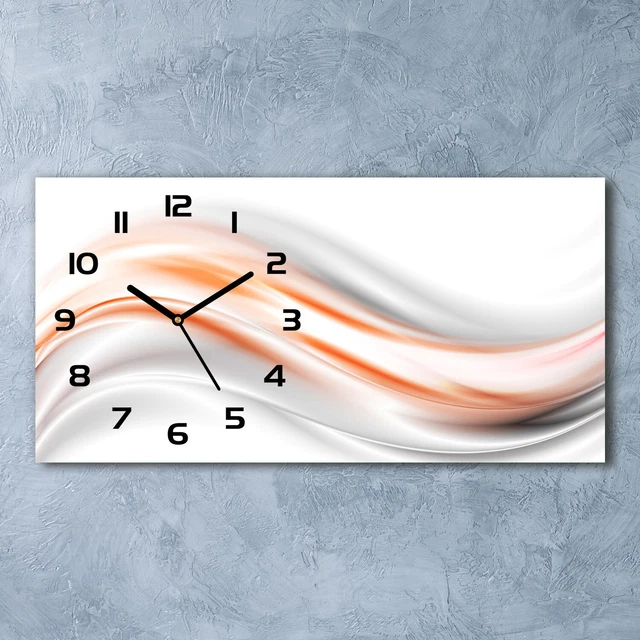 Horloge Murale En Verre Tulup 60x30 Cm - Design Abstrait Vagues, Mouvement Quartz, Couleur Jaune