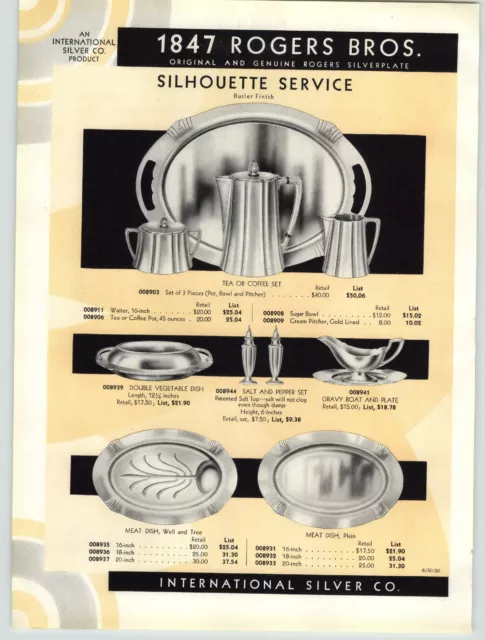 1931 PAPER AD 2 PG 1847 Rogers Bros Hollowware Silhouette Design Pattern