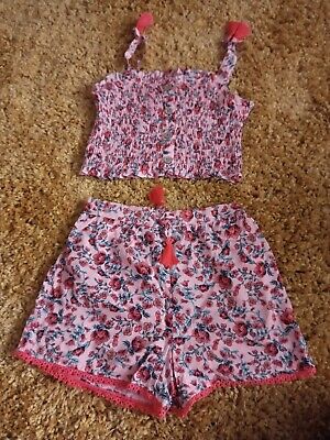 Girls Floral Summer Co ord shorts and crop top 11years
