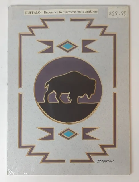 Vintage Paper Cutout Art - Native American, Dwight Raton Navajo Buffalo Signed