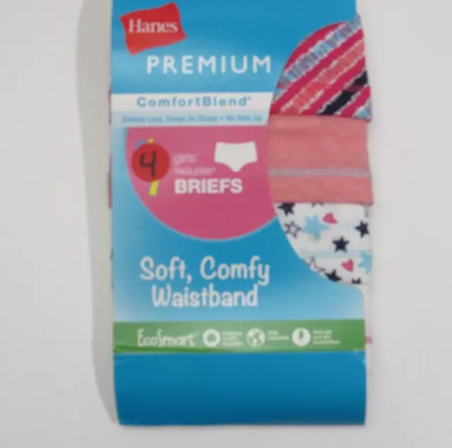 Hanes Premium Girl's Briefs Panties 4 Pack Size 8 Comfort Blend No Ride Up