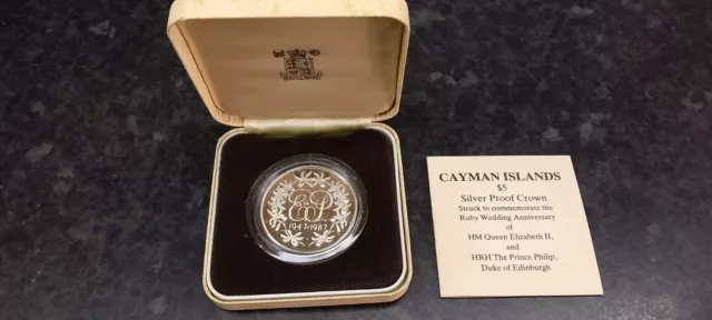 1987 Silver Proof Five Dollar Coin Caymen Islands ( 5 Dollars )