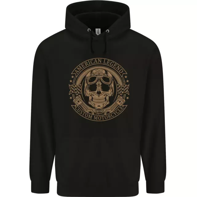 Felpa con cappuccio American Legend Biker moto da uomo 80% cotone