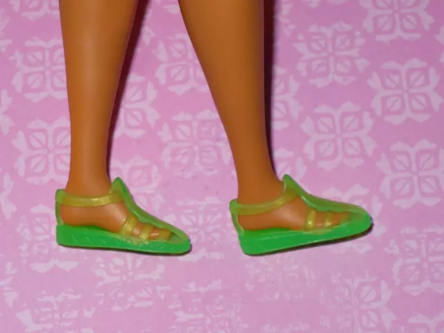 SHOES Barbie Doll ~ Fashionistas ~ GREEN JELLY SANDALS  CURVY or TALL FLAT FEET