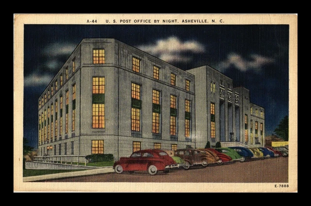 Dr Jim Stamps Us Postcard Post Office By Night Asheville North Carolina
