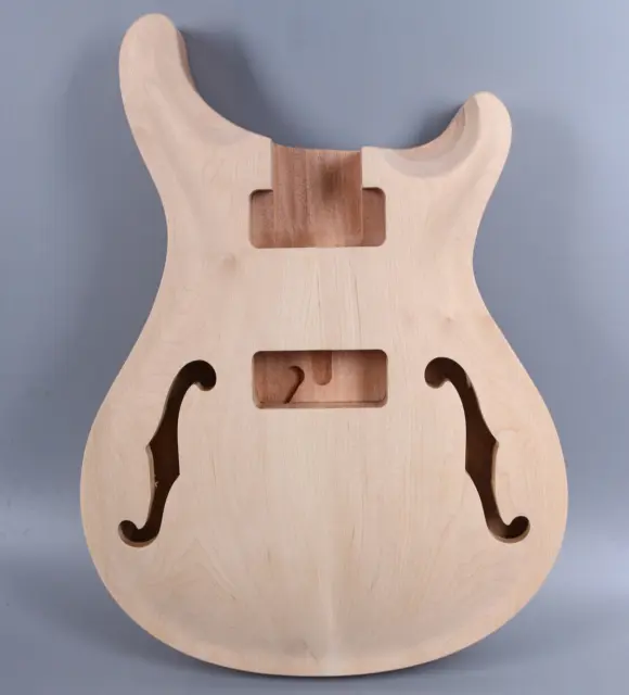 Fit Diy Semi Hollow Guitar Body Replacement Mahogany Wood Curved Maple Cap