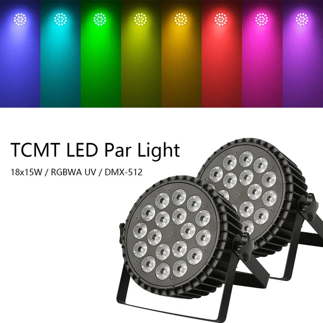 2PCS 270W RGBWA UV LED Par 64 Stage Lighting DMX PAR Can DJ Strobe Effect Washer
