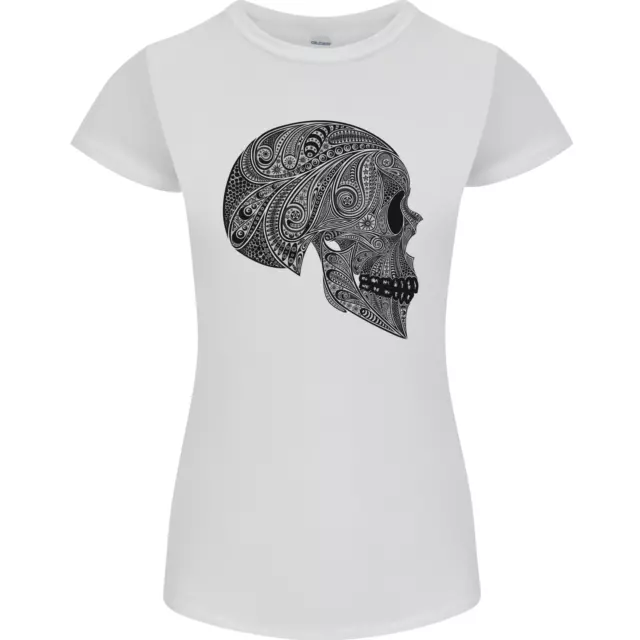 Maglietta Mandala Skull Gothic Biker Moto Donna Petite Cut 2