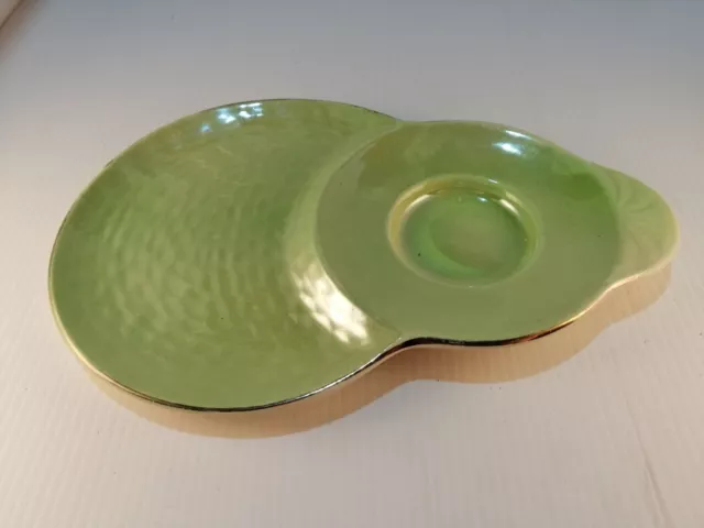 Vintage Maling Green Lustre Ware Iridescent Tennis Saucer Only