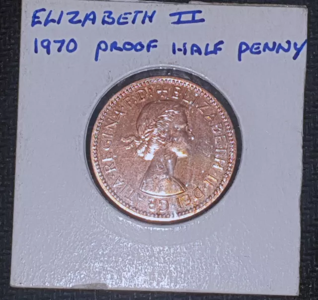 1970 Proof Half Penny Elizabeth II Bronze 5.67g ⌀ 25.4mm KM# 896, Sp# 4158