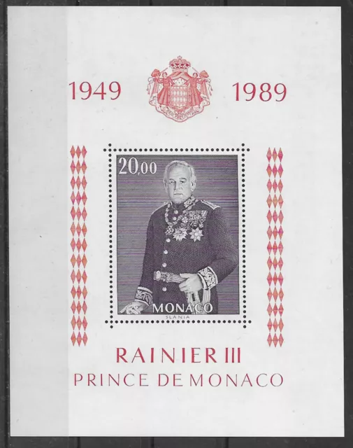 Monaco 1989 ** Block 43 , Fürst Rainier III , Postfrisch siehe scan