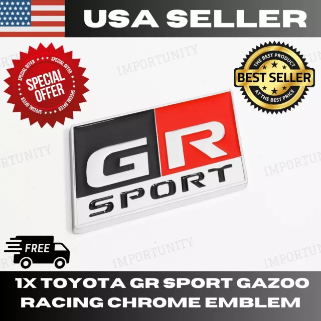 1X Toyota GR Sport Chrome Trunk Bumper Fender Emblem Badge Sticker 3D Letter