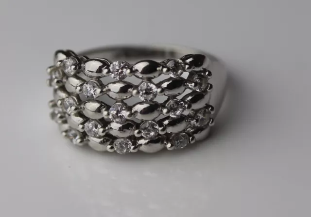 Designer Ring 17 Zirkonias Brillantschliff 925 Silber Vintage 90er silver ring