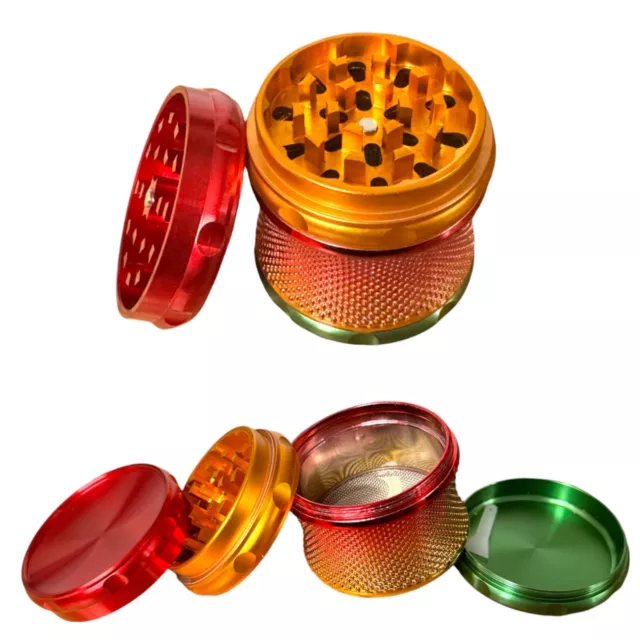 63mm Premium Rainbow Steel Herb Grinder Metal Magnetic Hand Crusher Spice UK SEL