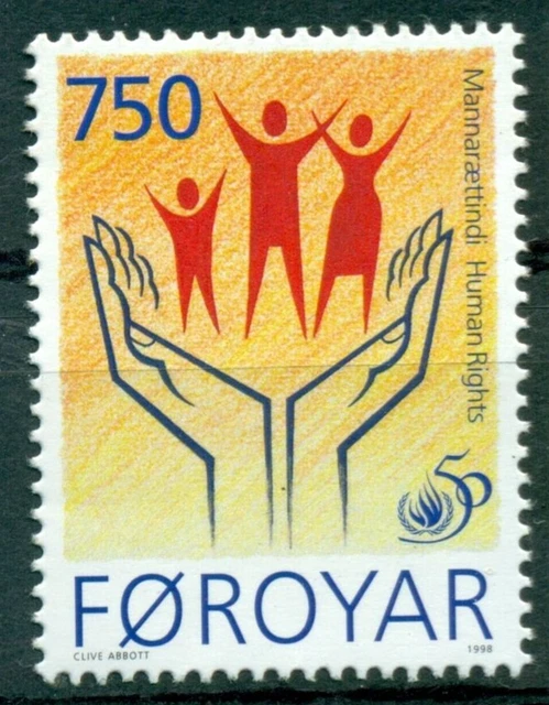 FÄRÖER Dänemark Jahrgang 1998 Menschenrechte Hände Embleme Michel Nr 340 ** MNH