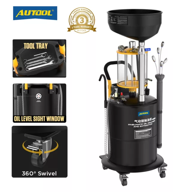 AUTOOL Waste Oil Extractor Drain Tank Portable Oil Drain Air Operate Drainer
