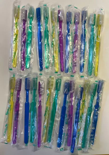 FastBrush Pre-Pasted Disposable Adult Toothbrush with Xylitol 25 Pack (Assorted)