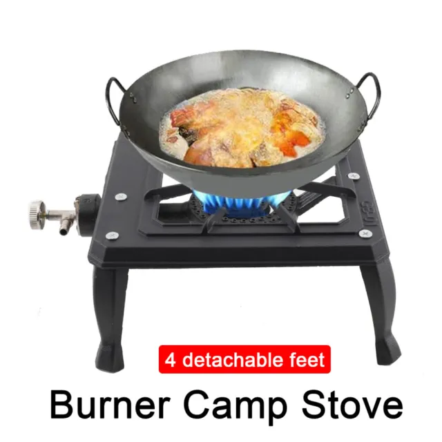 Portable Cast Iron Camping Stove Propane LPG Gas Burner Outdoor Flame Adjustable