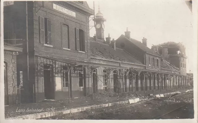 AK Lens - Bahnhof mit Buffet-Hotel, 1916 - Frankreich-Feldzug, Feldpost Dessau