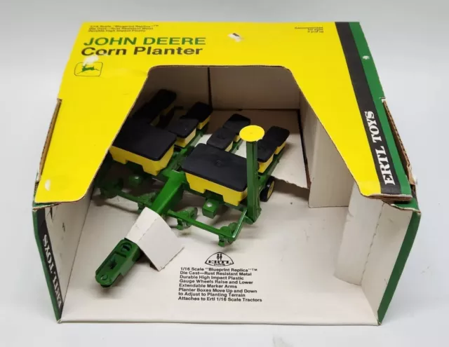 Vintage John Deere 4 Row Corn Planter By Ertl 1/16 Scale Yellow Top Box