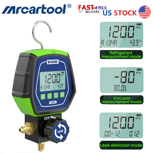 Digital Refrigeration Manifold Gauge HVAC Vacuum Pressure Temprature Leak Tester