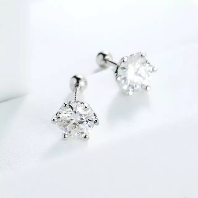 1ct Earrings White Gold Diamond Test Pass Lab-Created VVS1/D/Excellent