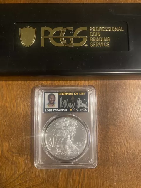 2021 Silver Eagle T1 Last Day Issue PCGS MS70 Legends Of Life Robert Parish PSA