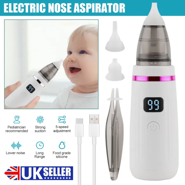 Electric Baby Silicone Nasal Aspirator Vacuum Sucker Nose Mucus Snot Cleaner NEW