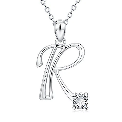 Sterling Silber Zirkonia Alphabet Initial 26 Brief Anhänger Halskette persona...